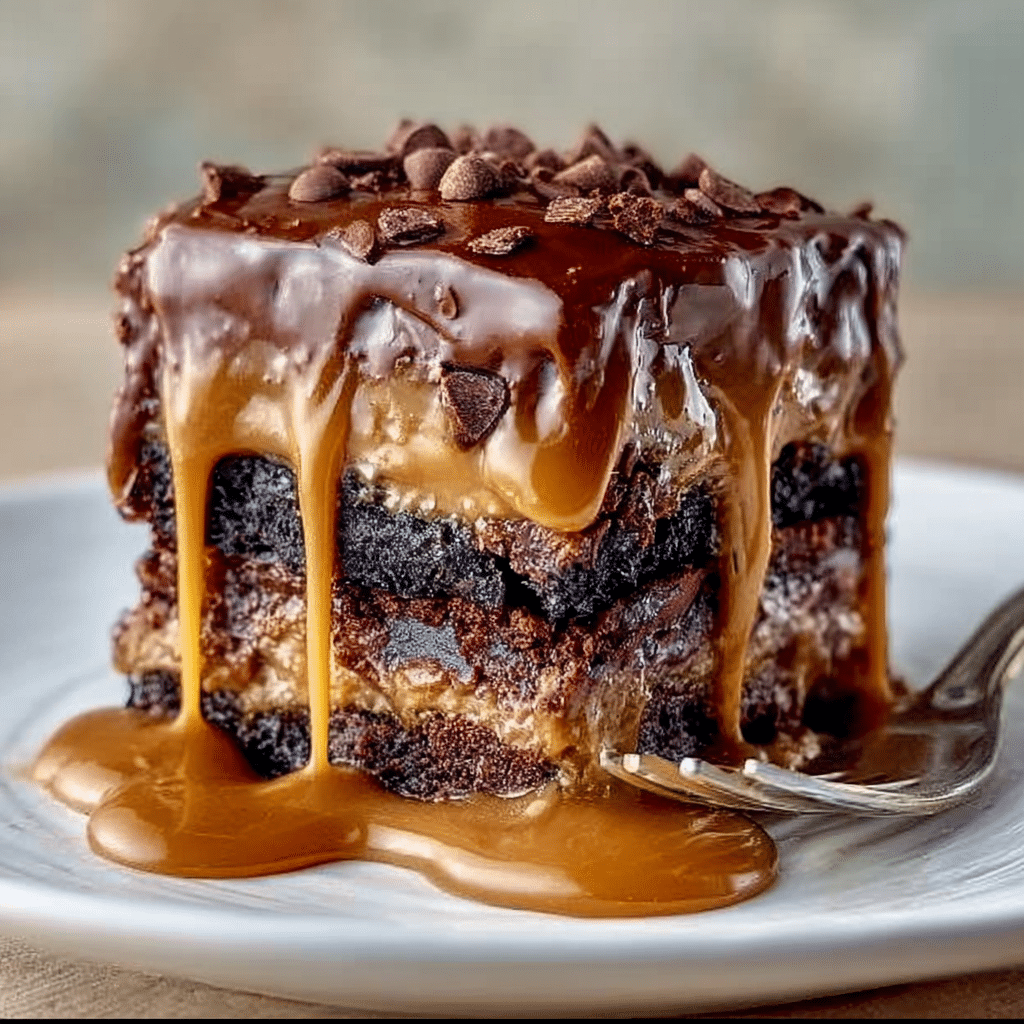 Rich and Gooey Caramel Brownie Pie Recipe - Recipe Image
