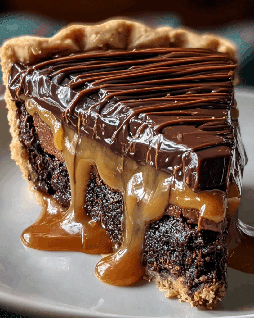 Rich and Gooey Caramel Brownie Pie Recipe