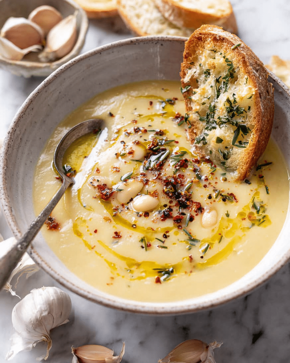 Vegan Garlic Chickpea Soup Recipe