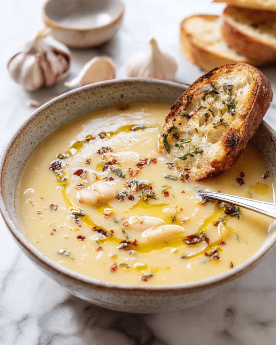 Vegan Garlic Chickpea Soup Recipe - Recipe Image