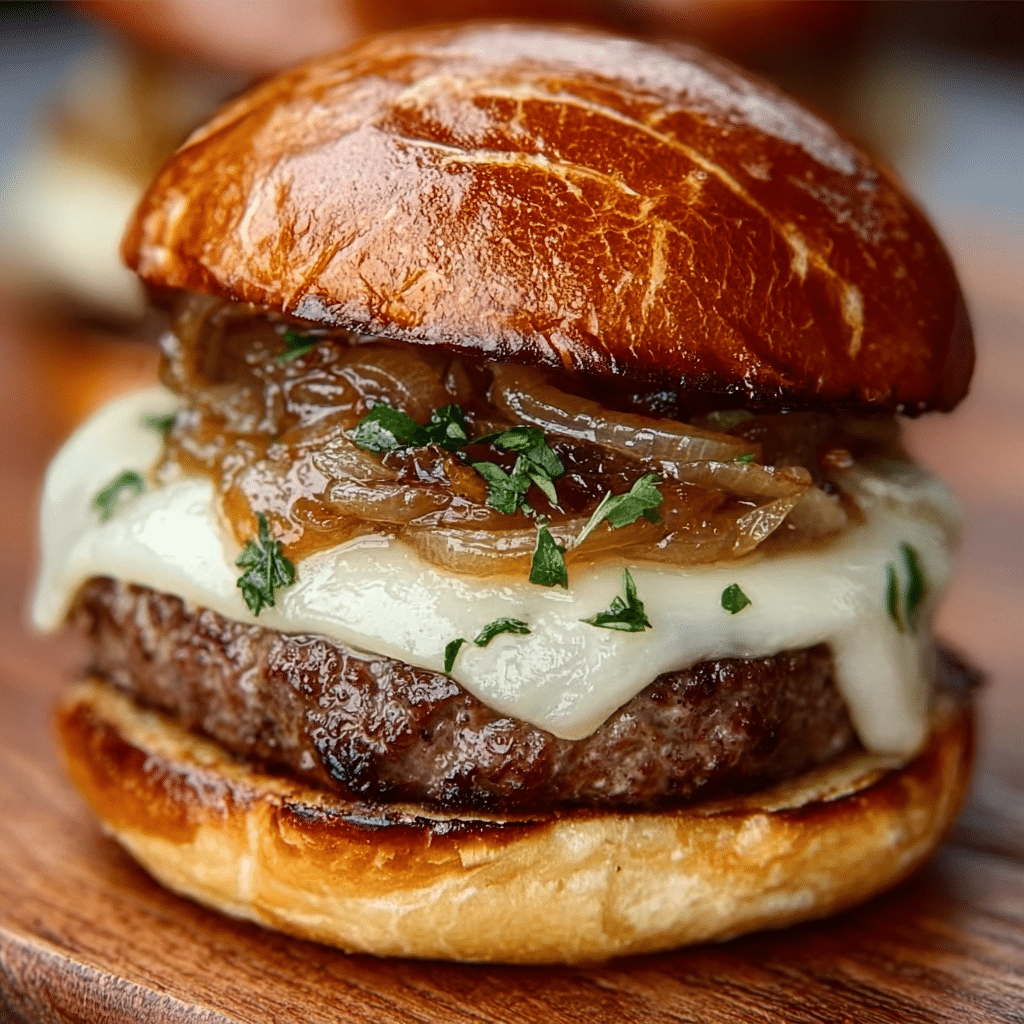 French Onion Soup Burgers Recipe - Recipe Image