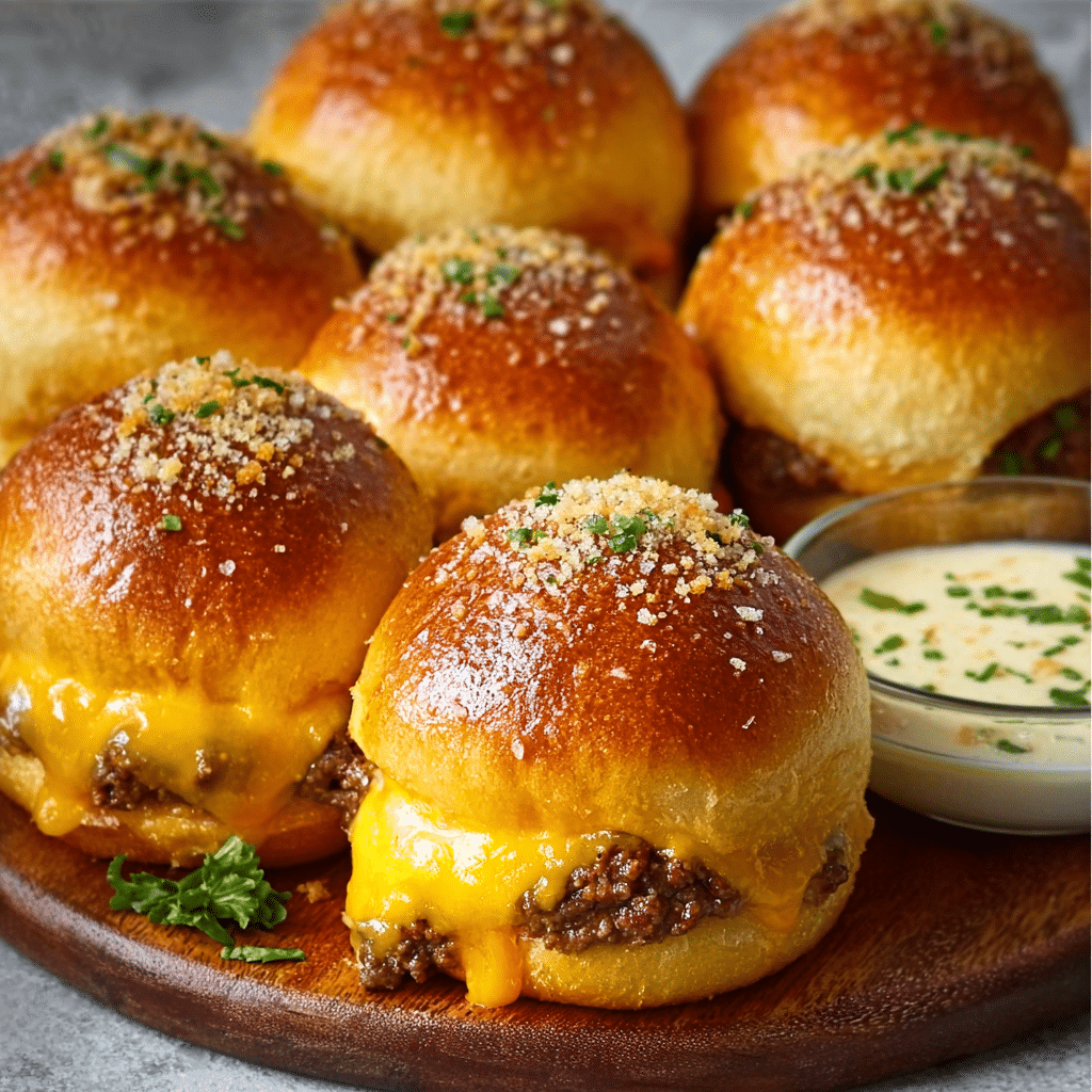 Garlic Parmesan Cheeseburger Bombs Recipe - Recipe Image