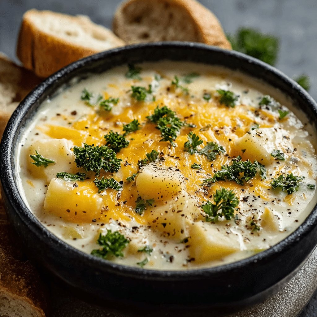 Cheddar Garlic Herb Potato Soup Recipe - Recipe Image