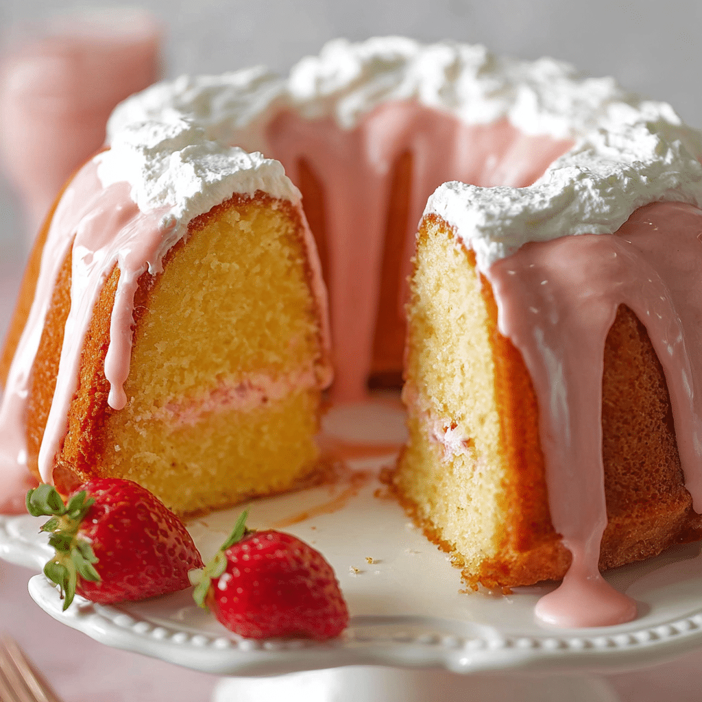 Homemade Strawberry Cream Cheese Pound Cake Recipe - Recipe Image
