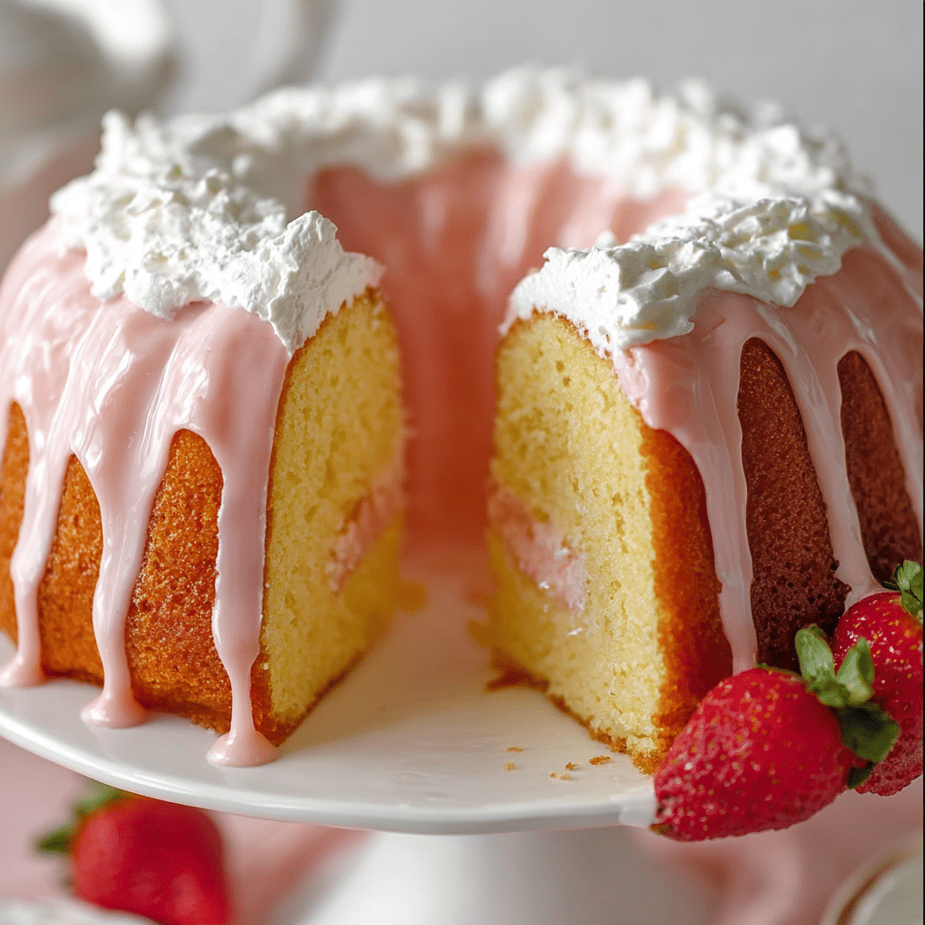 Homemade Strawberry Cream Cheese Pound Cake Recipe - Recipe Image