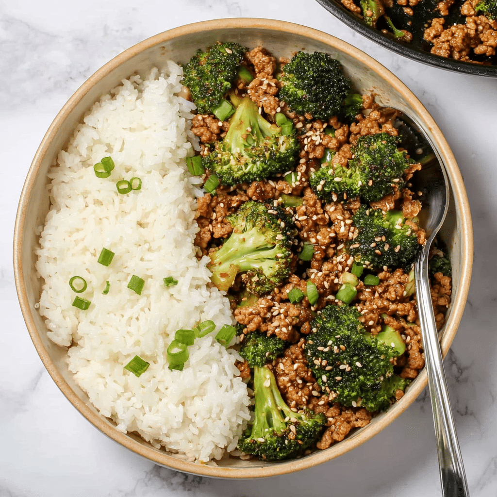Honey Sriracha Ground Chicken and Broccoli Recipe - Recipe Image