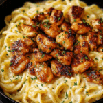 Garlic Butter Chicken Bites Using creamy Parmesan Pasta Recipe