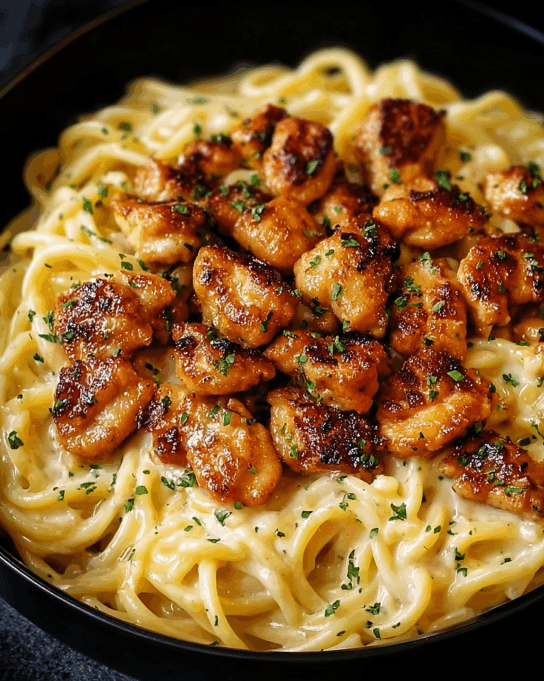 Garlic Butter Chicken Bites Using creamy Parmesan Pasta Recipe