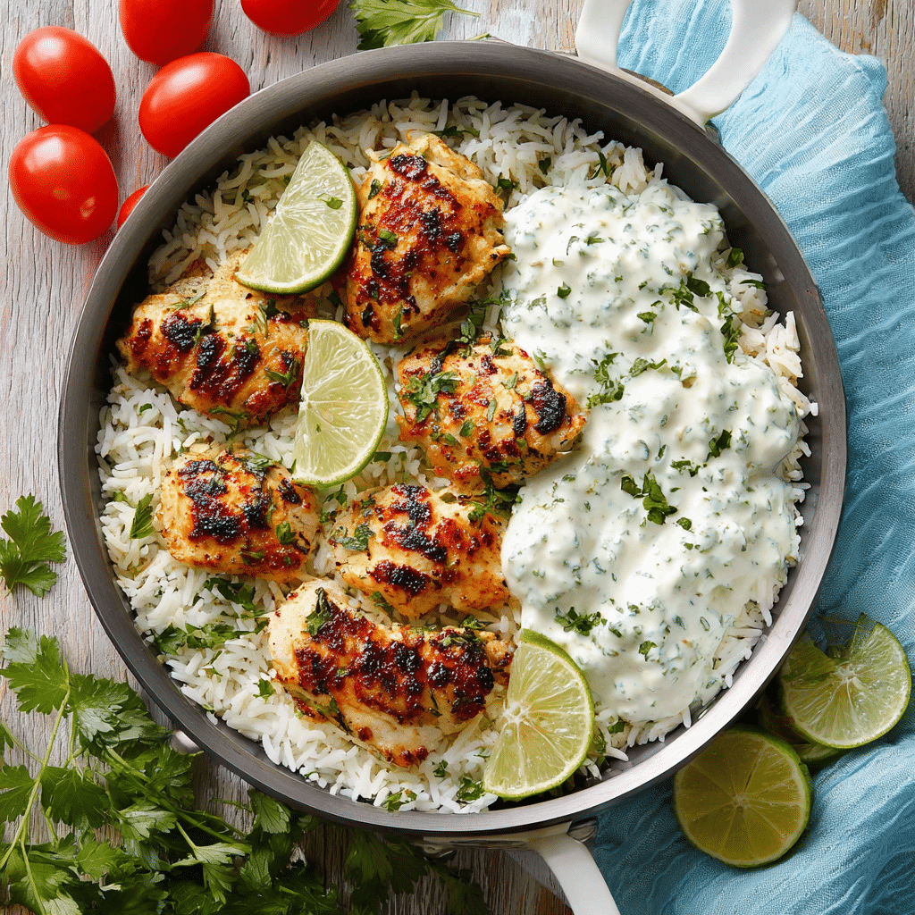 The Best Dump-and-Bake Chicken Tzatziki with Rice Recipe - Recipe Image