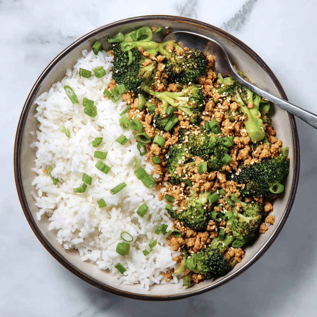 Honey Sriracha Ground Chicken and Broccoli Recipe - Recipe Image