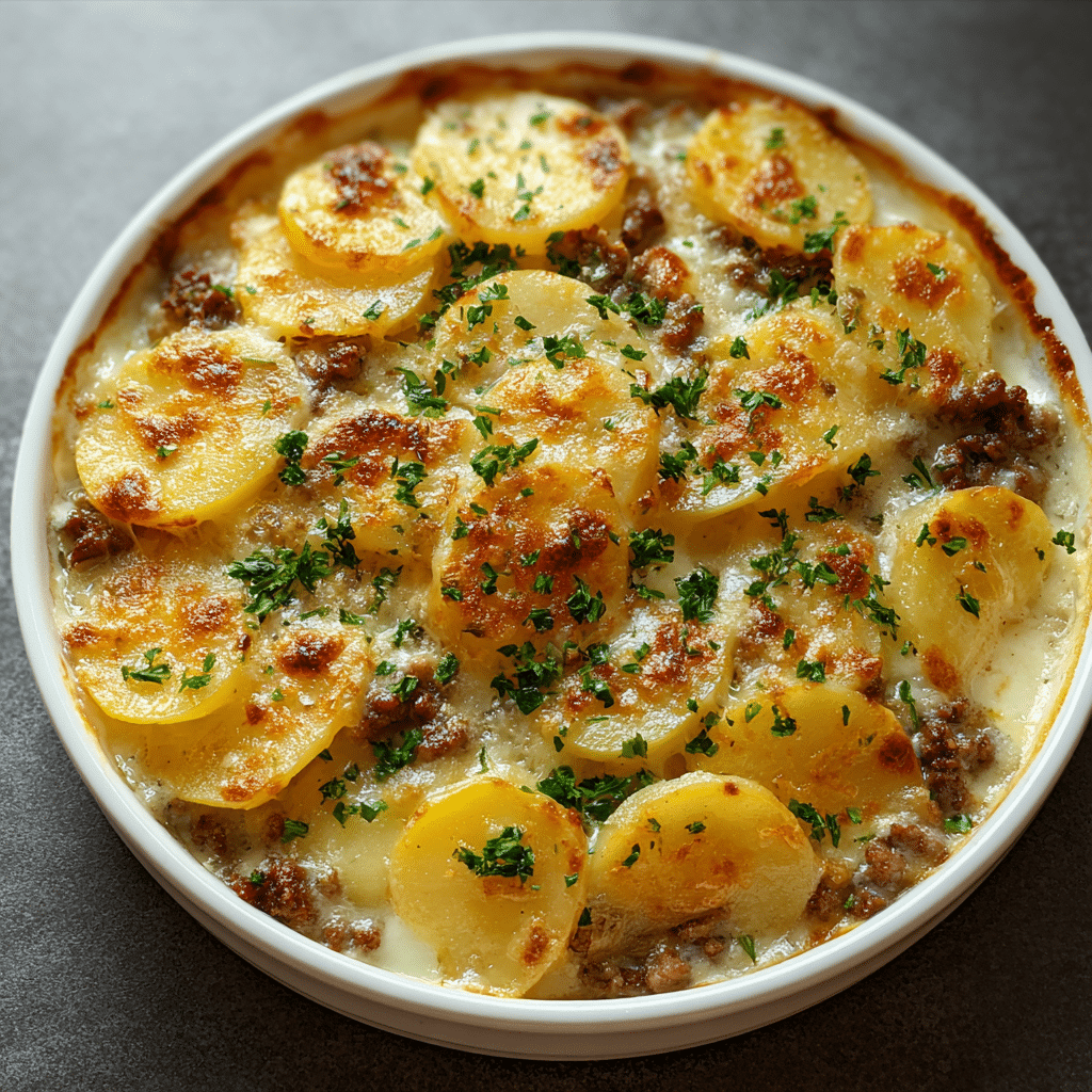 Cheesy Hamburger Potato Casserole Recipe - Recipe Image