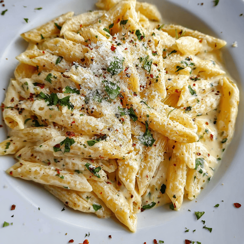Creamy Chicken Garlic Parmesan Pasta Recipe - Recipe Image