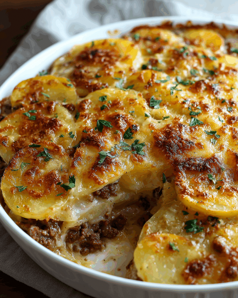 Cheesy Hamburger Potato Casserole Recipe