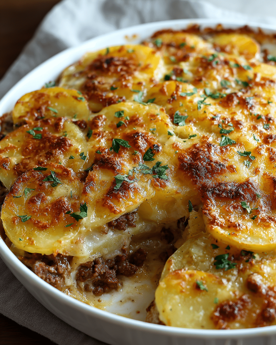 Cheesy Hamburger Potato Casserole Recipe