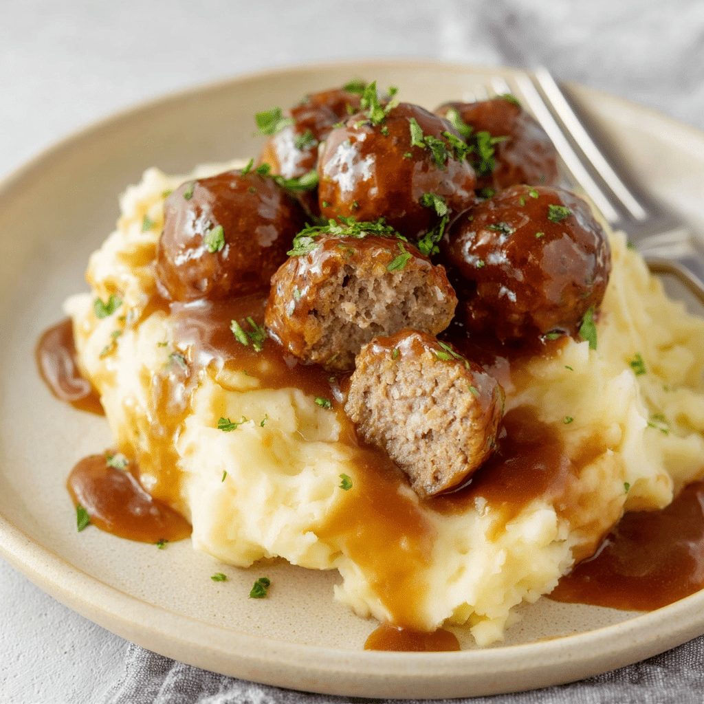 Slow Cooker Salisbury Steak Meatballs Recipe - Recipe Image