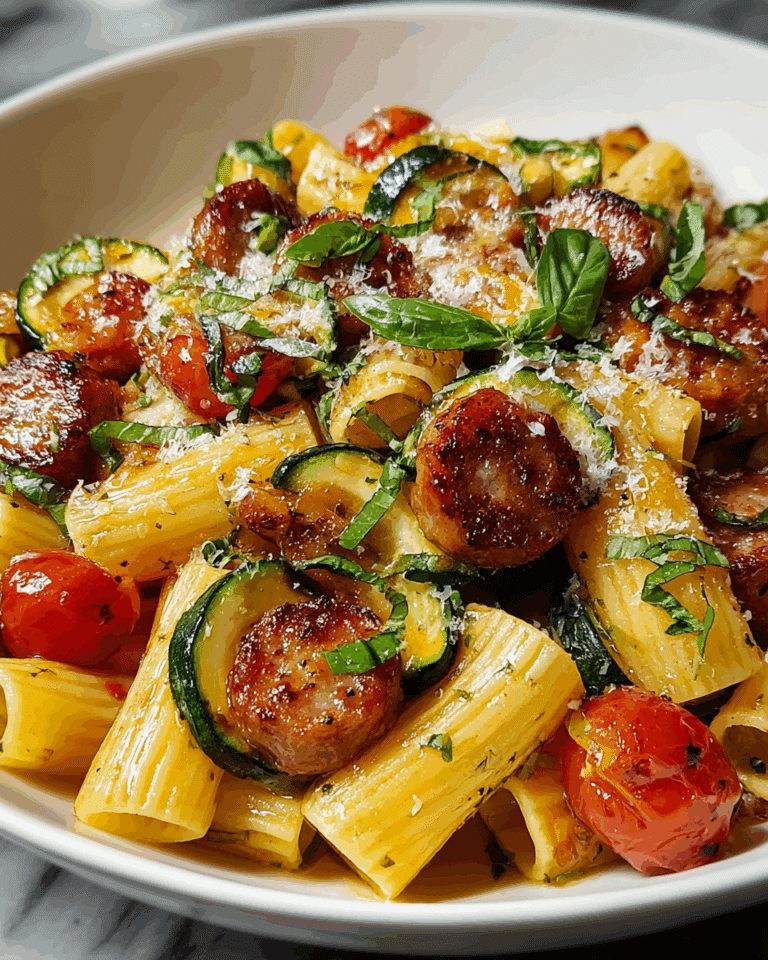 Chicken Sausages with Zucchini, Tomatoes, and Pasta Recipe