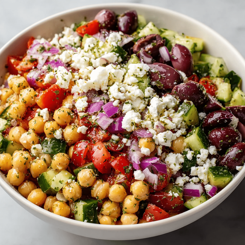 Mediterranean Chickpea Feta Salad Recipe - Recipe Image