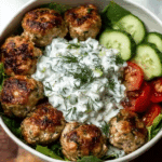 Greek Chicken Meatballs with Tzatziki Sauce Recipe