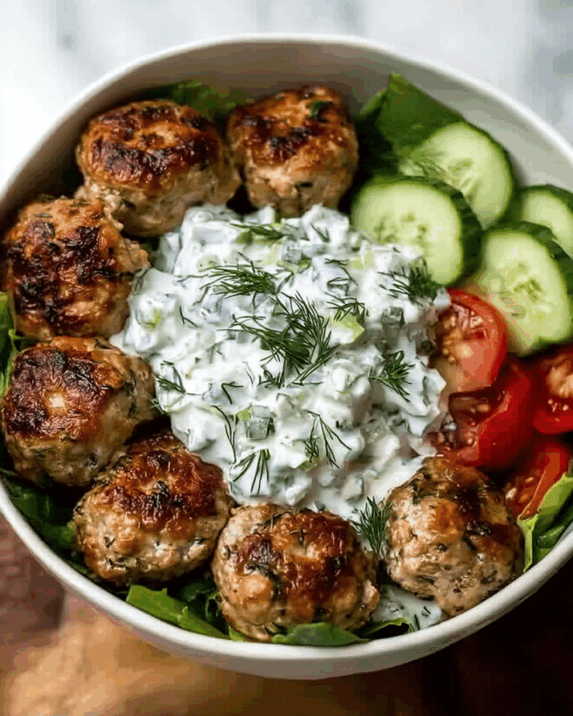 Greek Chicken Meatballs with Tzatziki Sauce Recipe