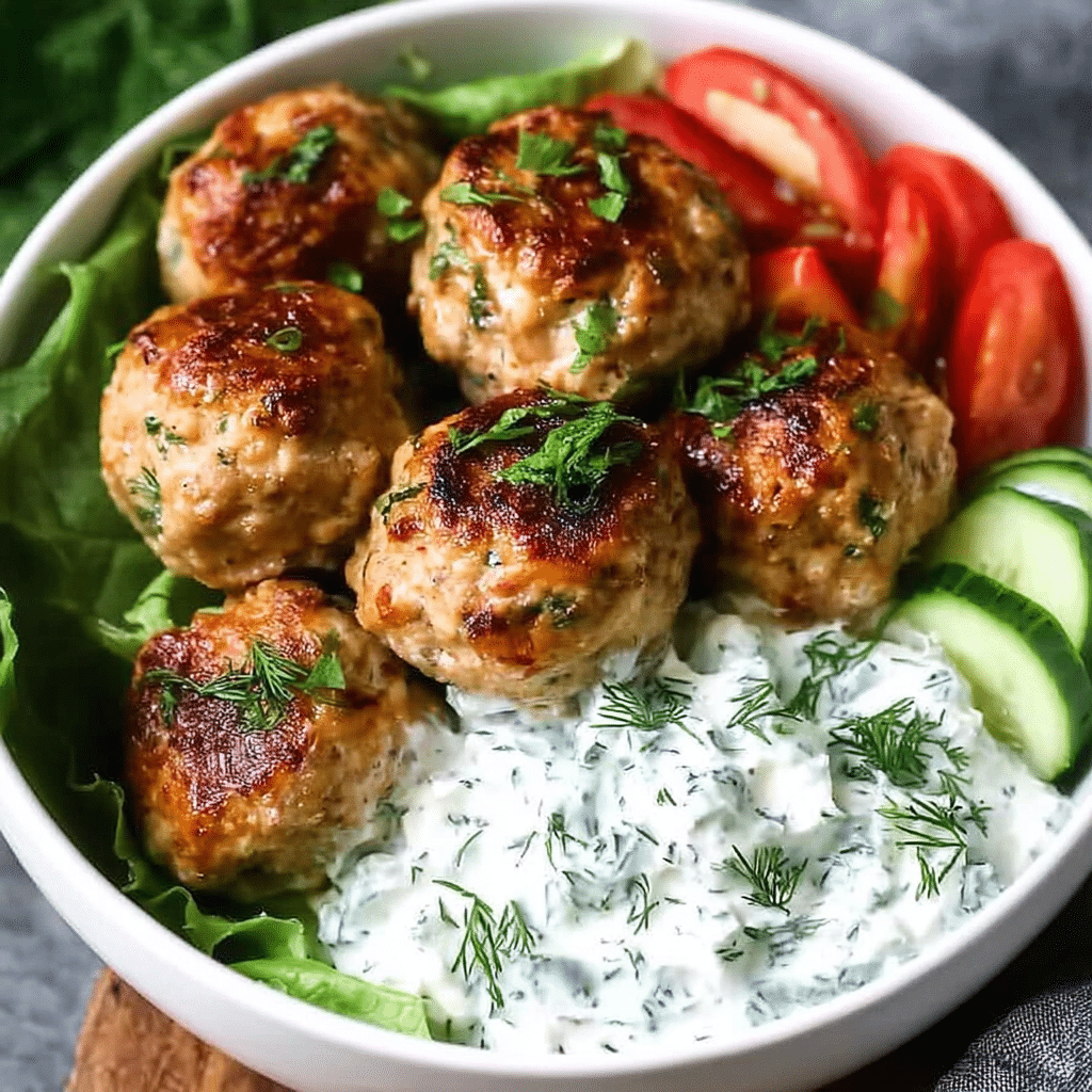Greek Chicken Meatballs with Tzatziki Sauce Recipe - Recipe Image