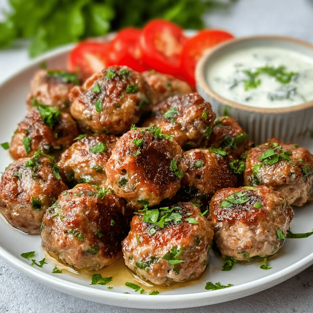 The Best Greek Turkey Meatballs with Tzatziki Recipe - Recipe Image