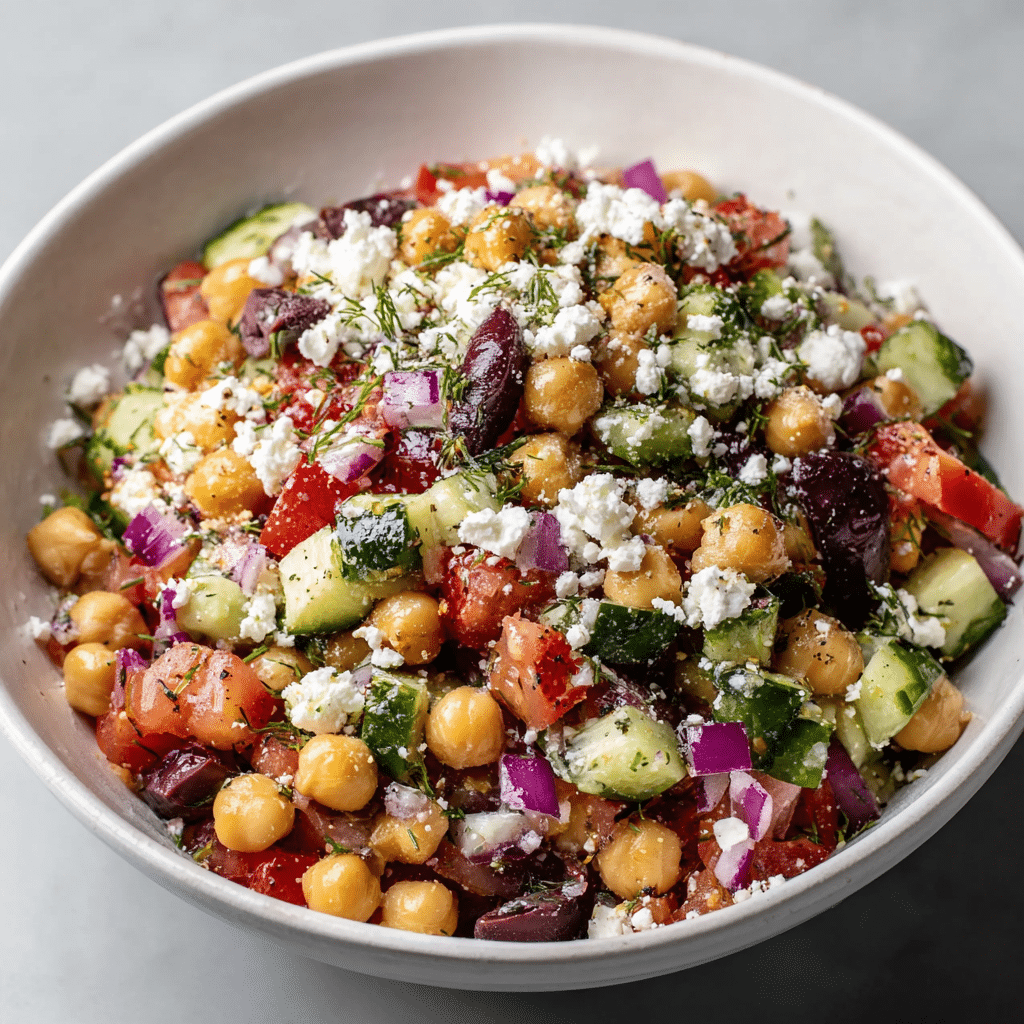 Mediterranean Chickpea Feta Salad Recipe - Recipe Image