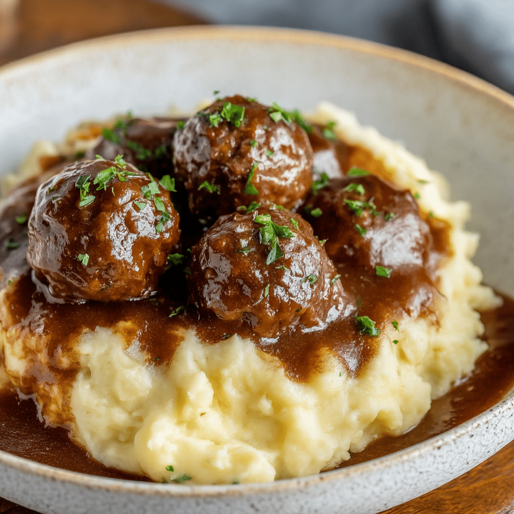 Tasty Slow Cooker Salisbury Steak Meatballs Recipe - Recipe Image
