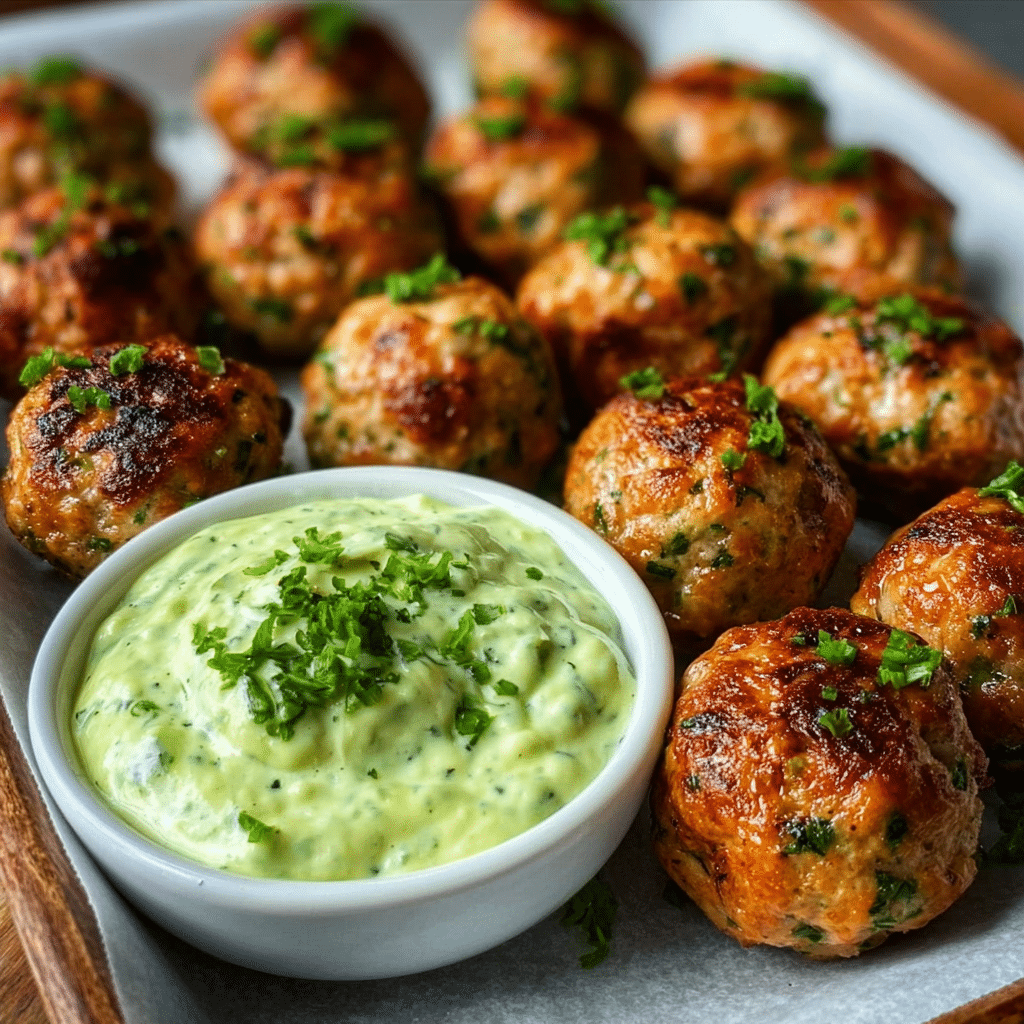 Baked Salmon Meatballs with Creamy Avocado Sauce Recipe - Recipe Image