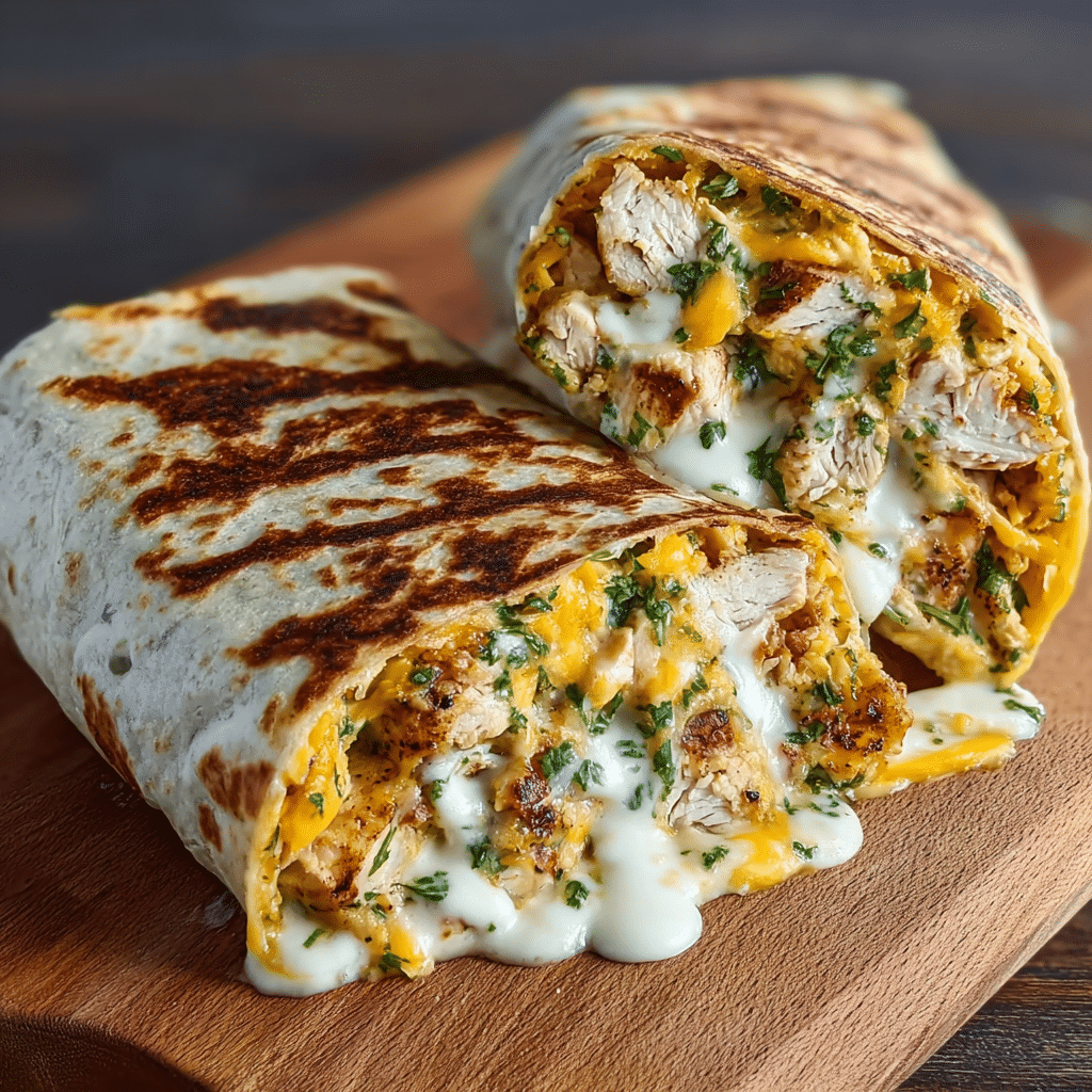 The Best Cheesy Garlic Chicken Wraps Recipe - Recipe Image
