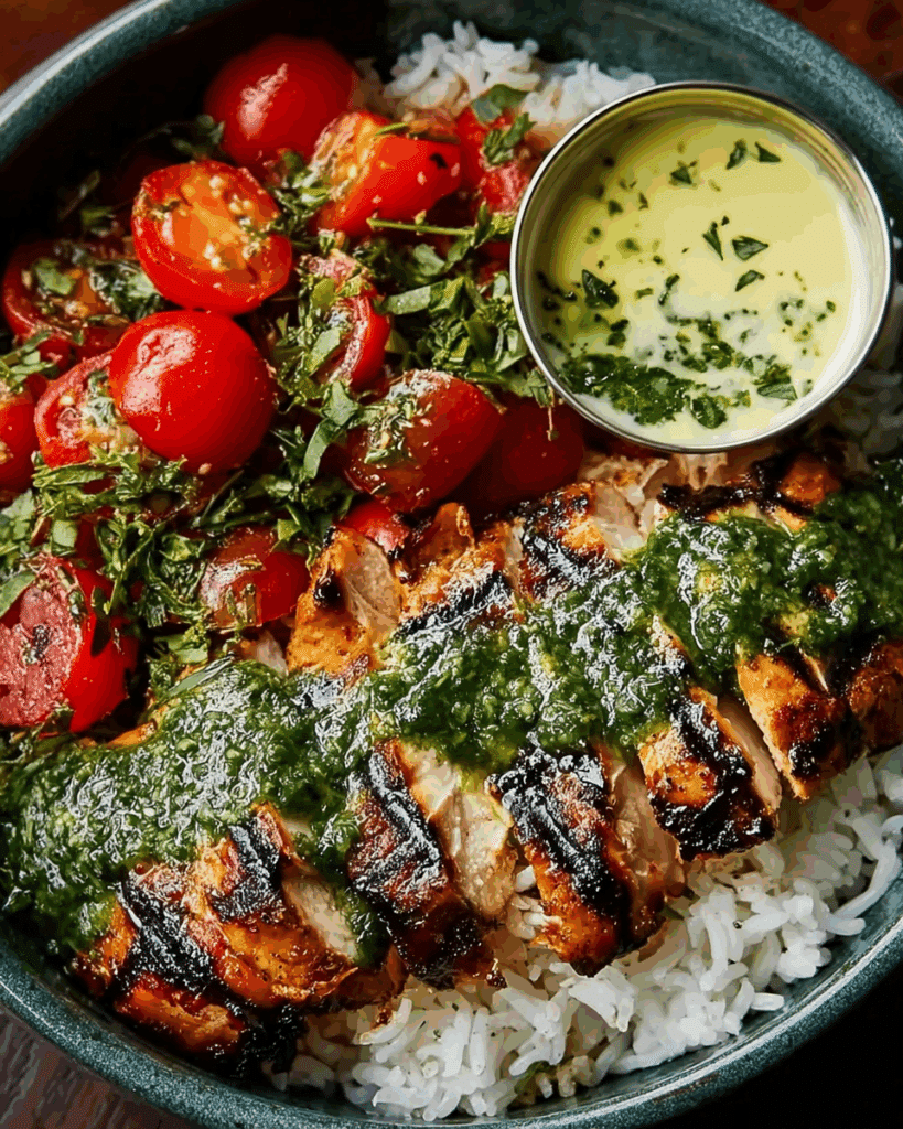 Chimichurri Grilled Chicken Bowl with Garlic Sauce Recipe