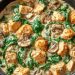 creamy chicken mushroom spinach skillet Recipe