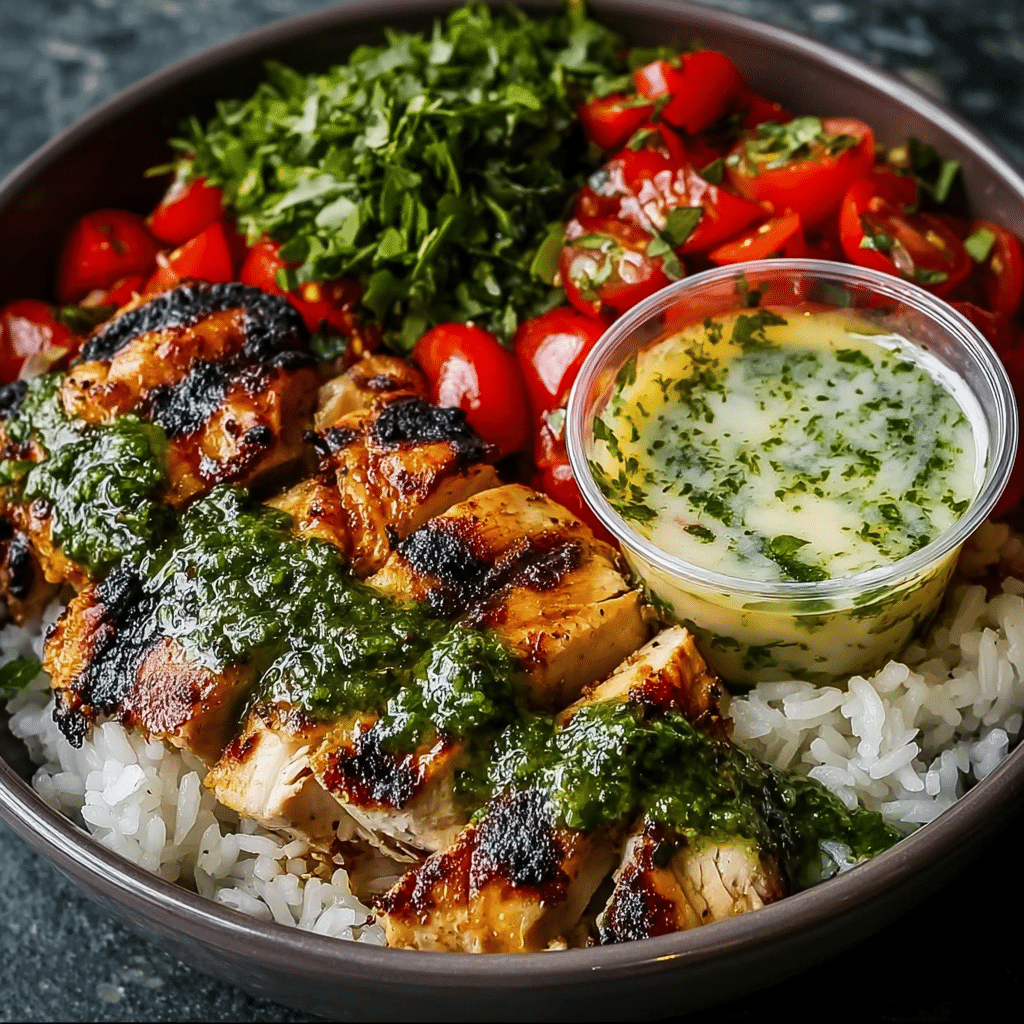 Chimichurri Grilled Chicken Bowl with Garlic Sauce Recipe - Recipe Image