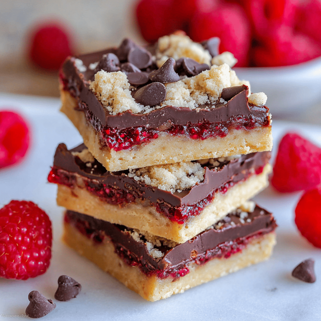 Chocolate Raspberry Crumb Bars Recipe - Recipe Image