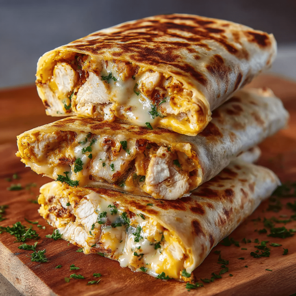 The Best Cheesy Garlic Chicken Wraps Recipe - Recipe Image