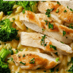 cheesy chicken broccoli orzo Recipe