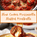 Slow Cooker Mozzarella Stuffed Meatballs Recipe