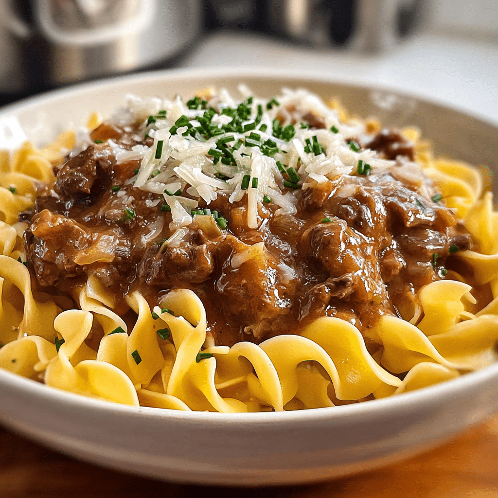 French Onion Beef and Noodles Recipe - Recipe Image