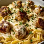 Garlic Butter Meatballs : Creamy Linguine Delight Recipe
