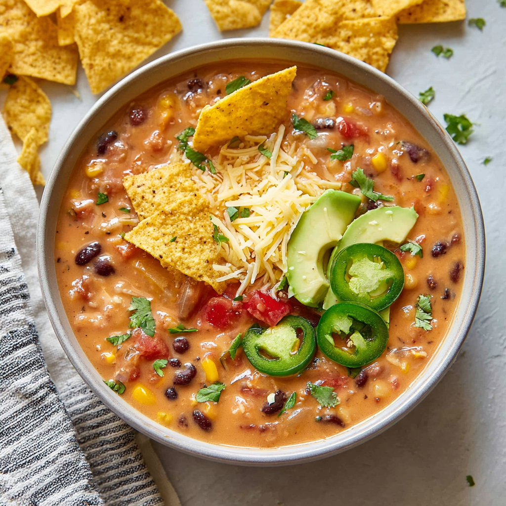 Crockpot Vegetarian Tortilla Soup Recipe - Recipe Image