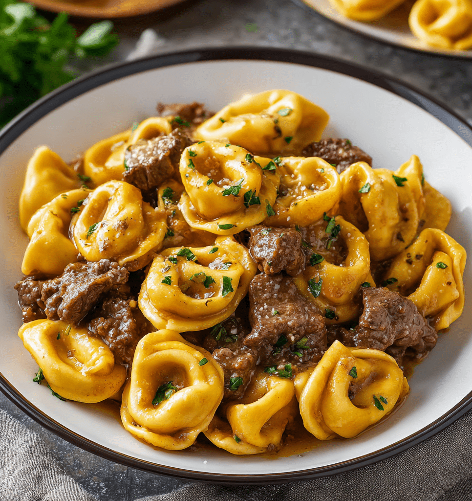 Cheesesteak Tortellini in Rich Provolone Sauce Recipe