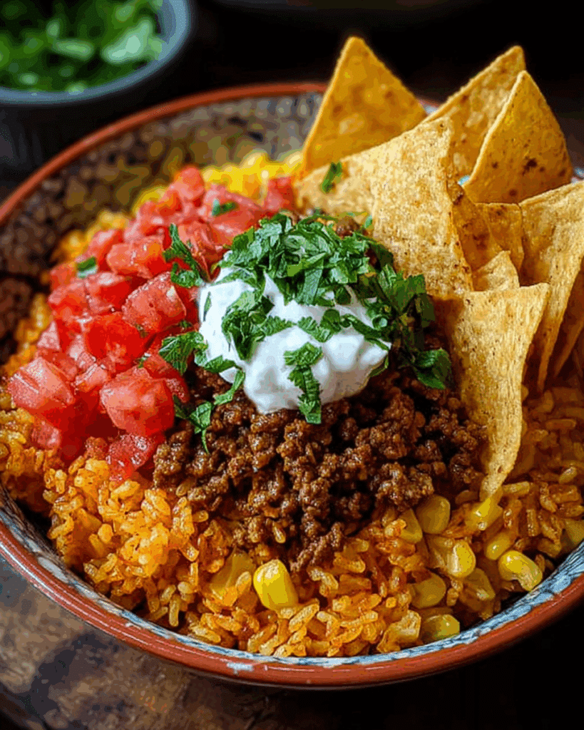 Taco Rice Bowl with Doritos Recipe