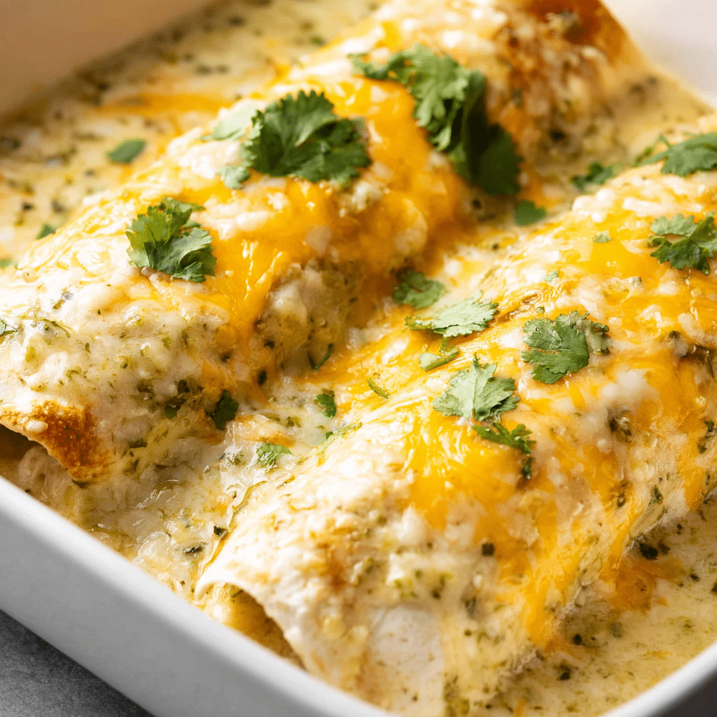 the best Chicken Enchiladas with Sour Cream White Sauce Recipe - Recipe Image