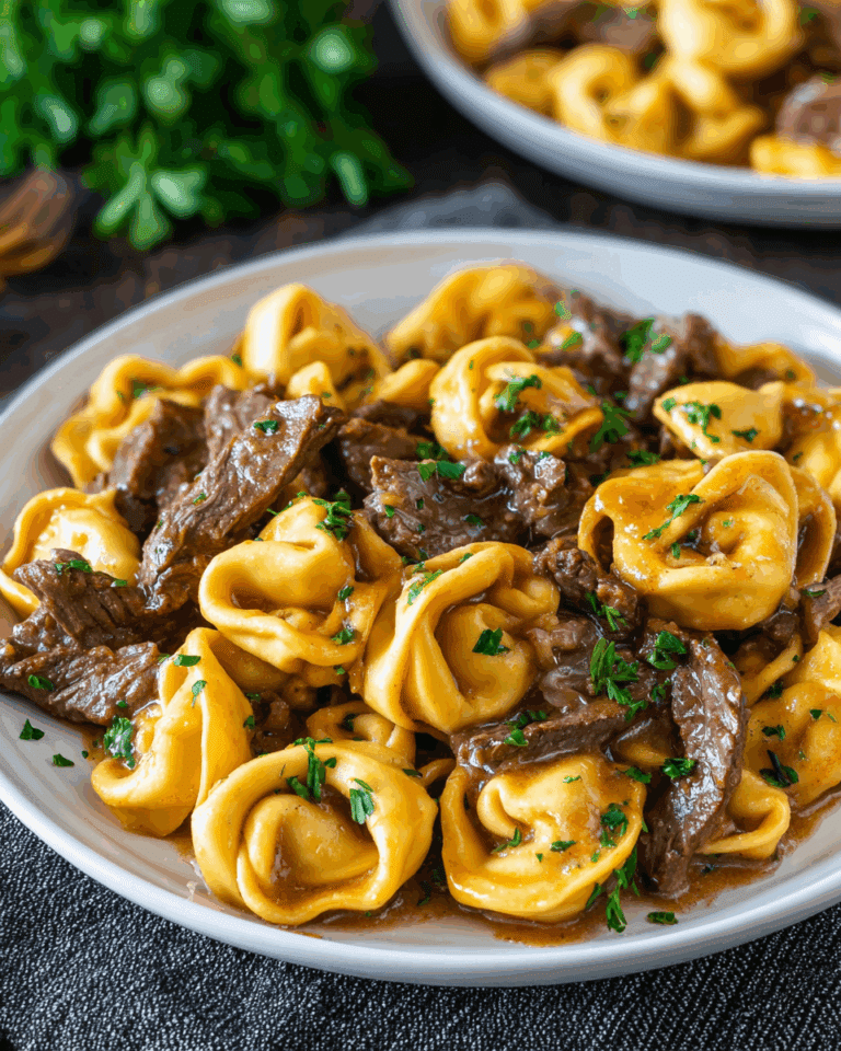 Cheesesteak Tortellini in Rich Provolone Sauce Recipe