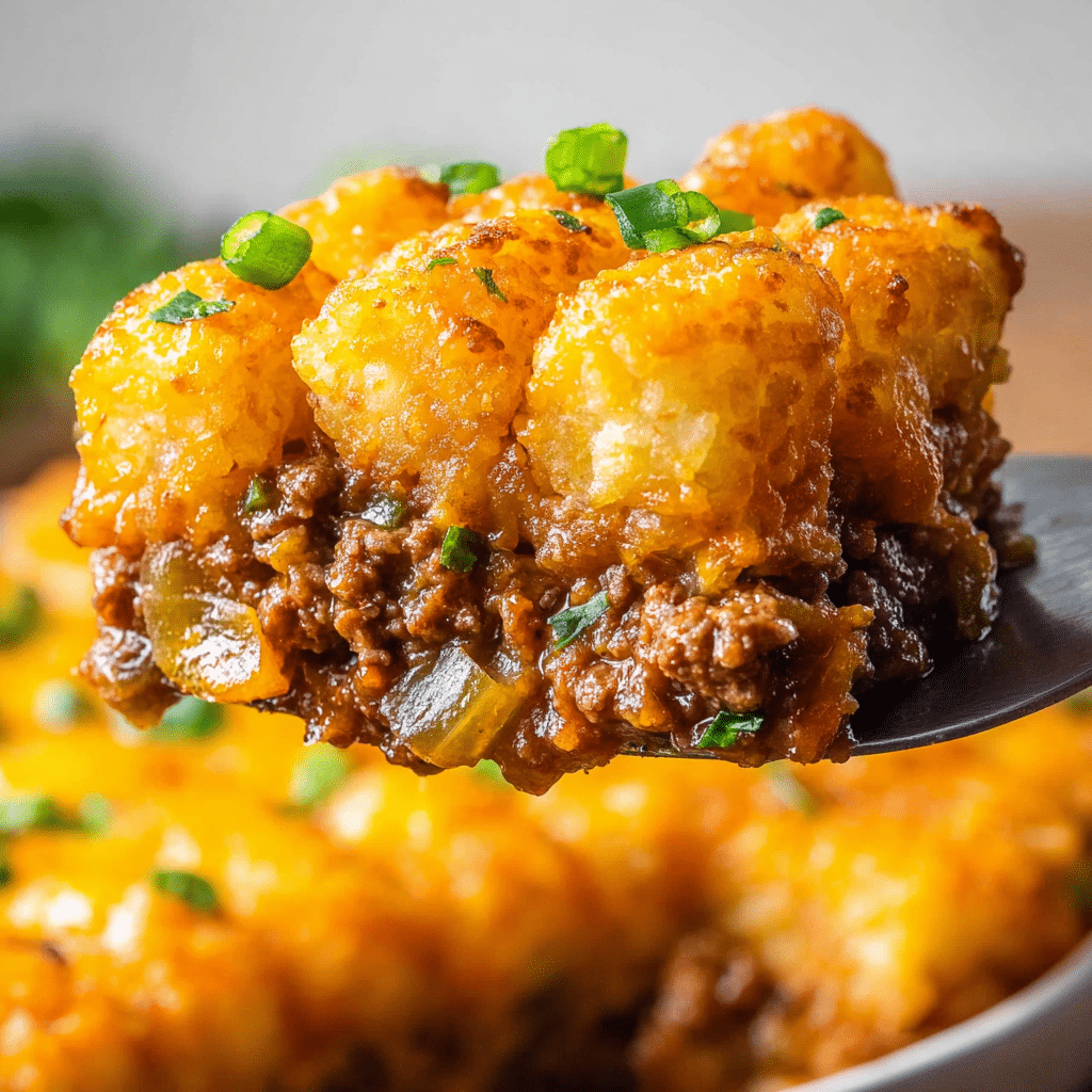 Sloppy Joe Tater Tot Casserole for Dinner Recipe - Recipe Image
