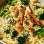 cheesy chicken broccoli orzo Recipe