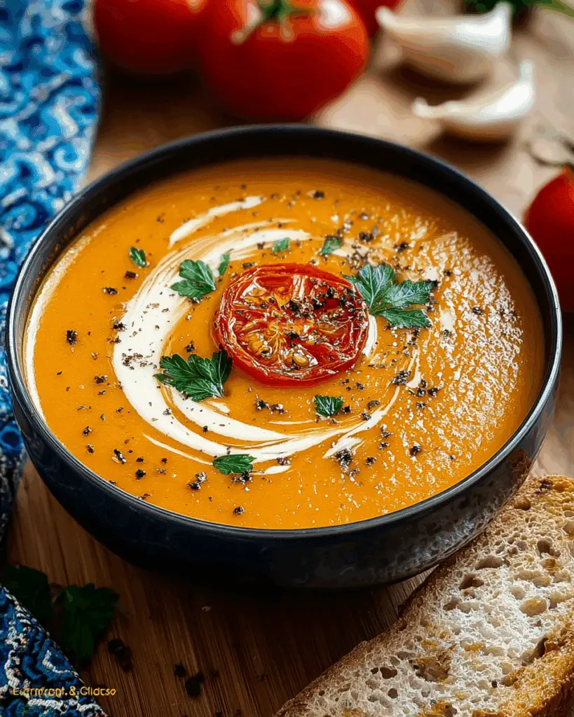 Creamy Roasted Garlic Tomato Soup Recipe