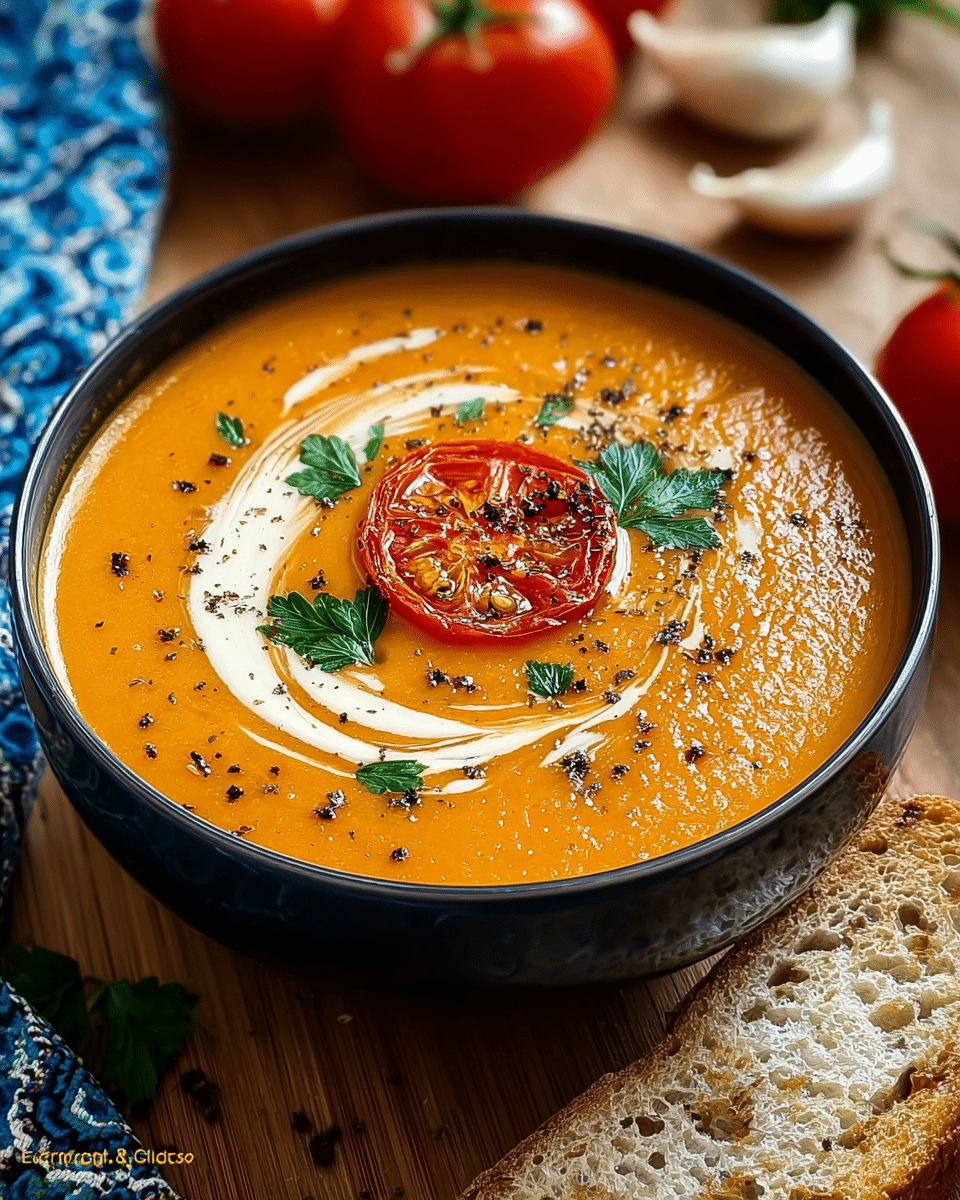 Creamy Roasted Garlic Tomato Soup Recipe