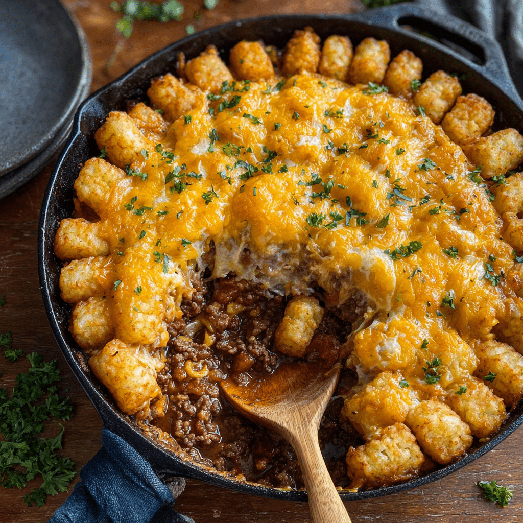 Sloppy Joe Tater Tot Casserole for Dinner Recipe - Recipe Image
