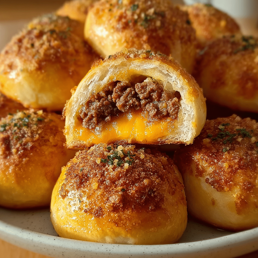 EasyGarlic Parmesan Cheeseburger Bombs Recipe - Recipe Image