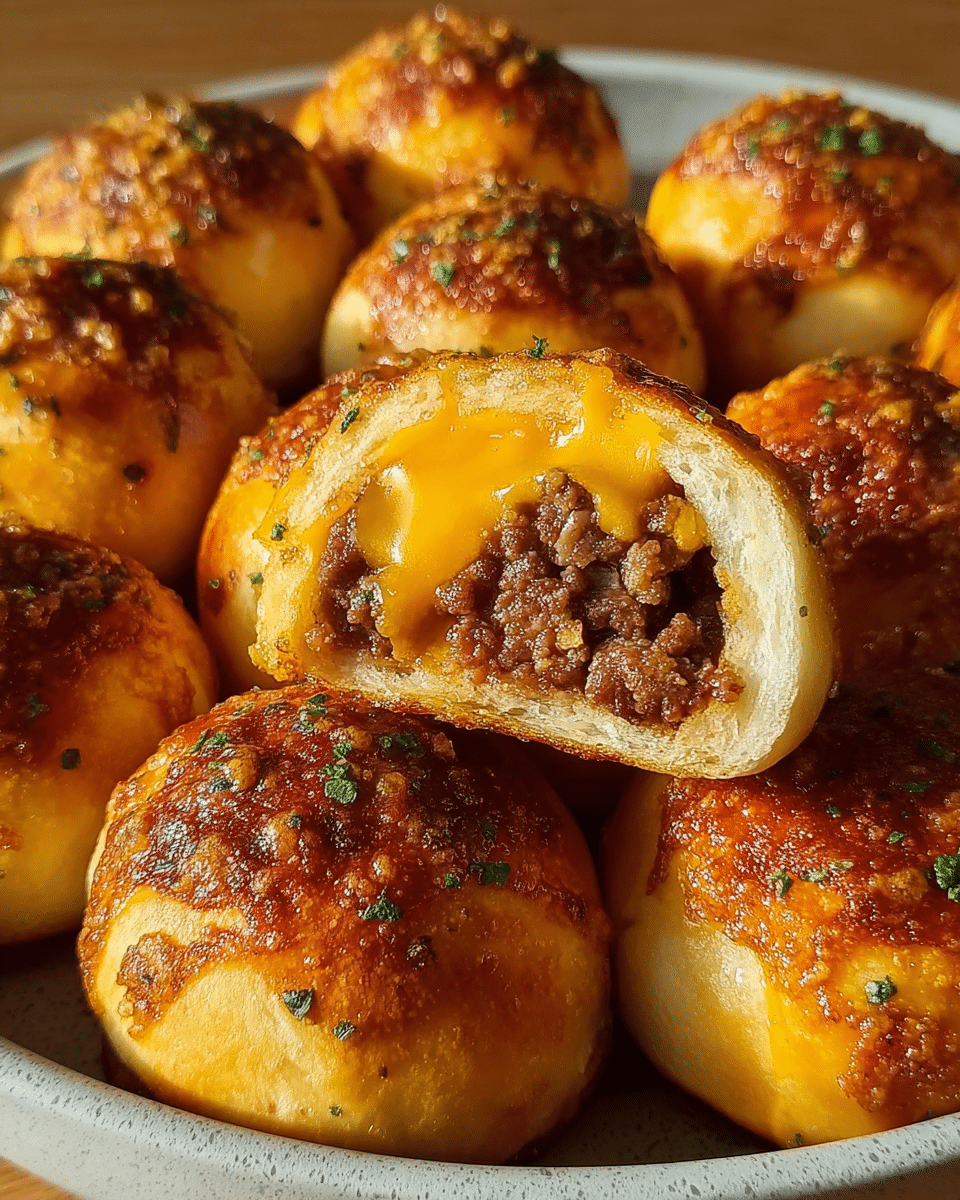 EasyGarlic Parmesan Cheeseburger Bombs Recipe